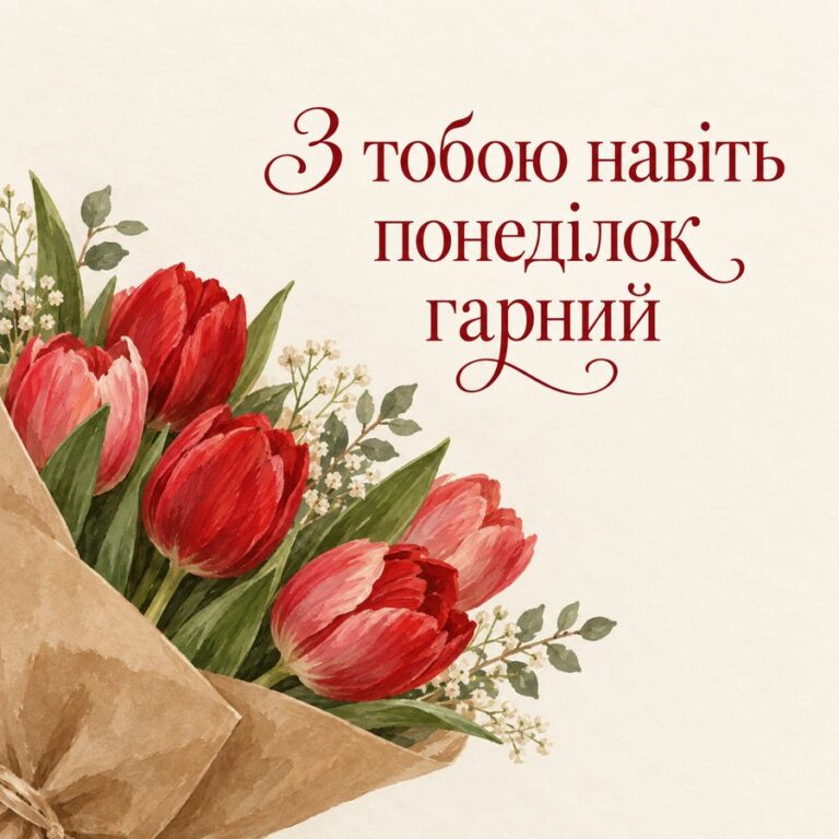 З тобою навіть понеділок гарний - листівка з привітанням з Днем закоханих