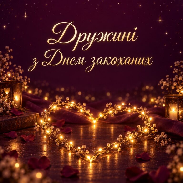 Дружині з Днем закоханих - листівка з привітанням з Днем закоханих