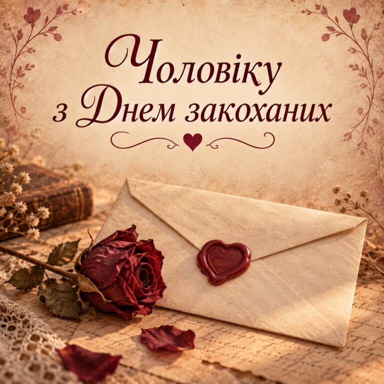 Чоловіку з Днем закоханих - листівка з привітанням з Днем закоханих