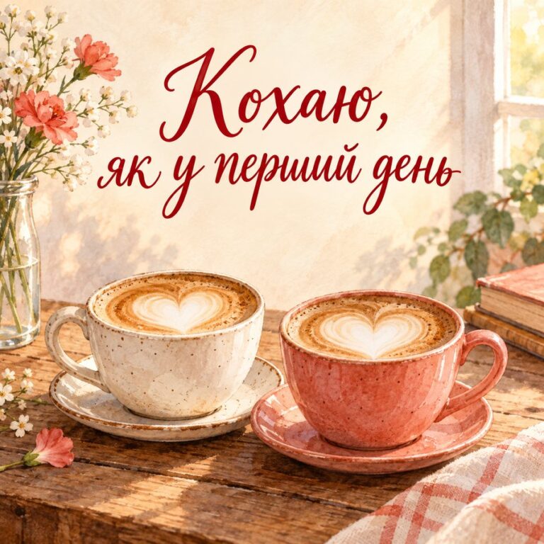 Кохаю, як у перший день - листівка з привітанням з Днем закоханих