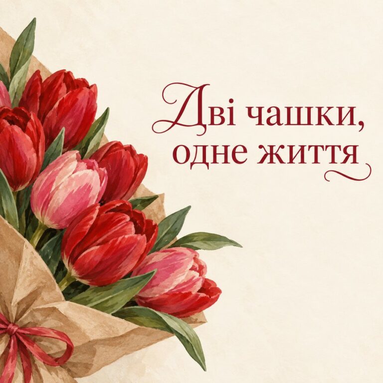 Дві чашки, одне життя - листівка з привітанням з Днем закоханих