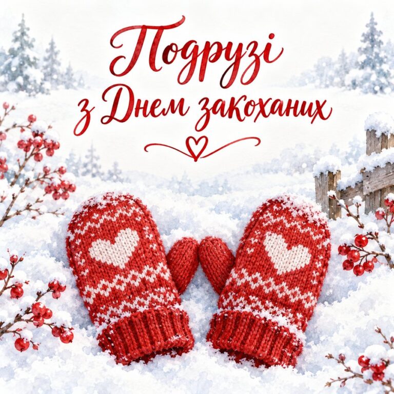 Подрузі з Днем закоханих - листівка з привітанням з Днем закоханих