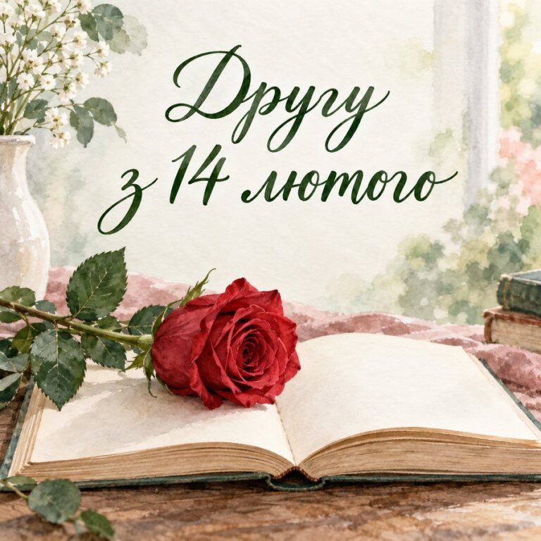 Другу з 14 лютого - листівка з привітанням з Днем закоханих