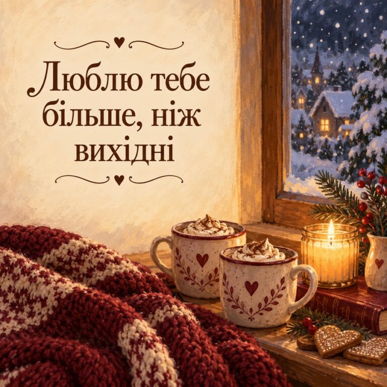 Люблю тебе більше, ніж вихідні - листівка з привітанням з Днем закоханих