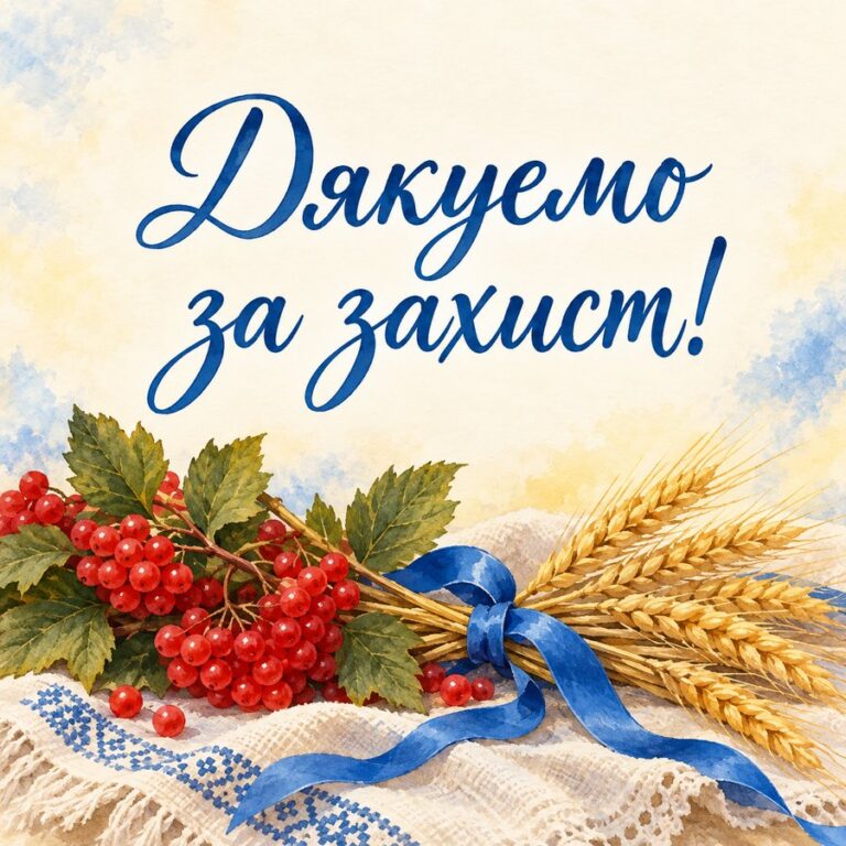 Дякуємо за захист! - листівка з привітанням з Днем захисників і захисниць України