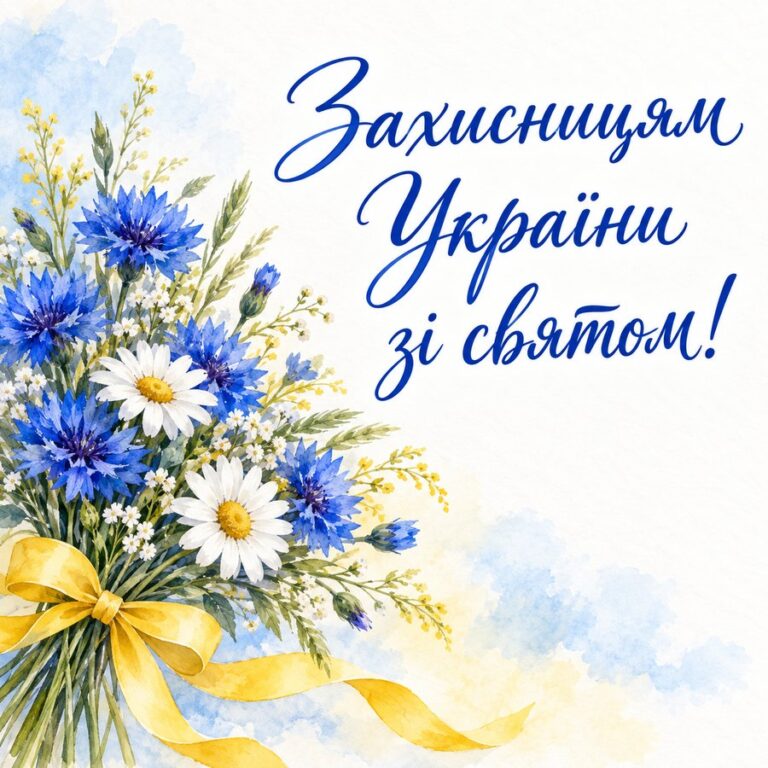 Захисницям України зі святом! - листівка з привітанням з Днем захисників і захисниць України