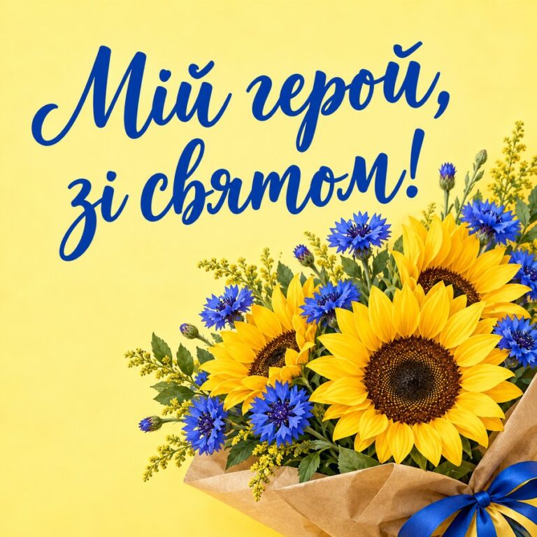 Мій герой, зі святом! - листівка з привітанням з Днем захисників і захисниць України