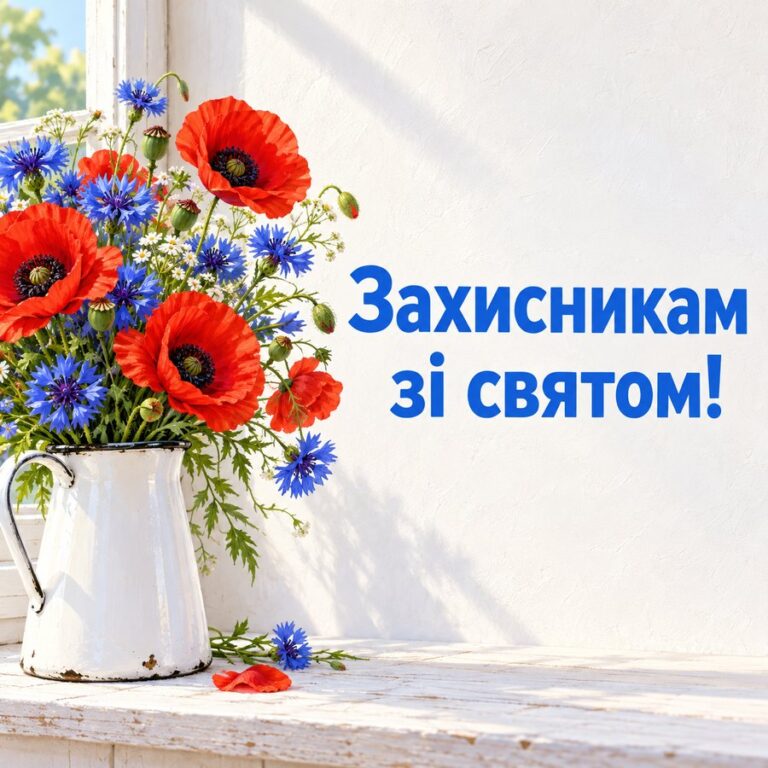 Захисникам зі святом! - листівка з привітанням з Днем захисників і захисниць України