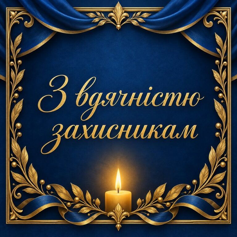 З вдячністю захисникам - листівка з привітанням з Днем захисників і захисниць України