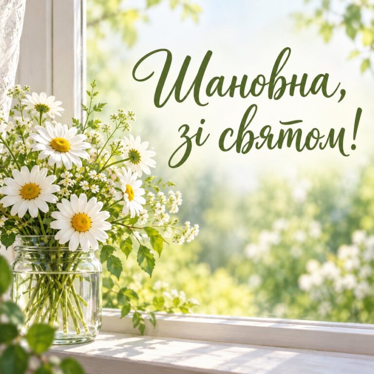 Шановна, зі святом! - листівка з привітанням з Днем народження жінці
