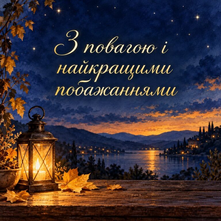 З повагою і найкращими побажаннями - листівка з привітанням з Днем народження жінці
