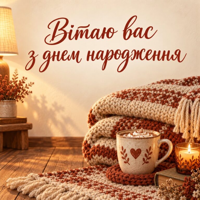 Вітаю вас з днем народження - листівка з привітанням з Днем народження жінці