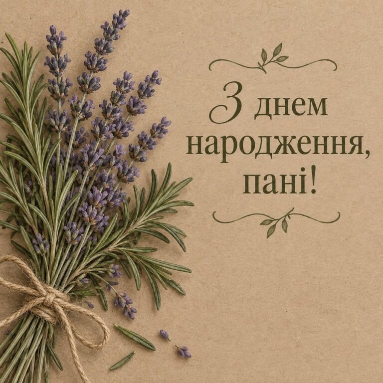 З днем народження, пані! - листівка з привітанням з Днем народження жінці