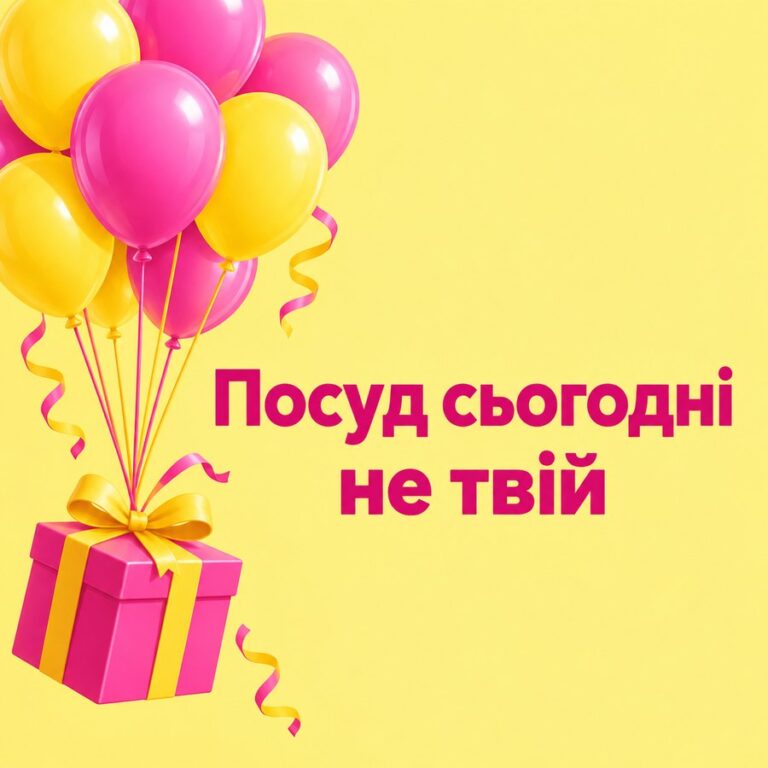 Посуд сьогодні не твій - листівка з привітанням з Днем народження жінці