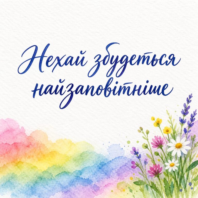 Нехай збудеться найзаповітніше - листівка з привітанням з Днем народження жінці
