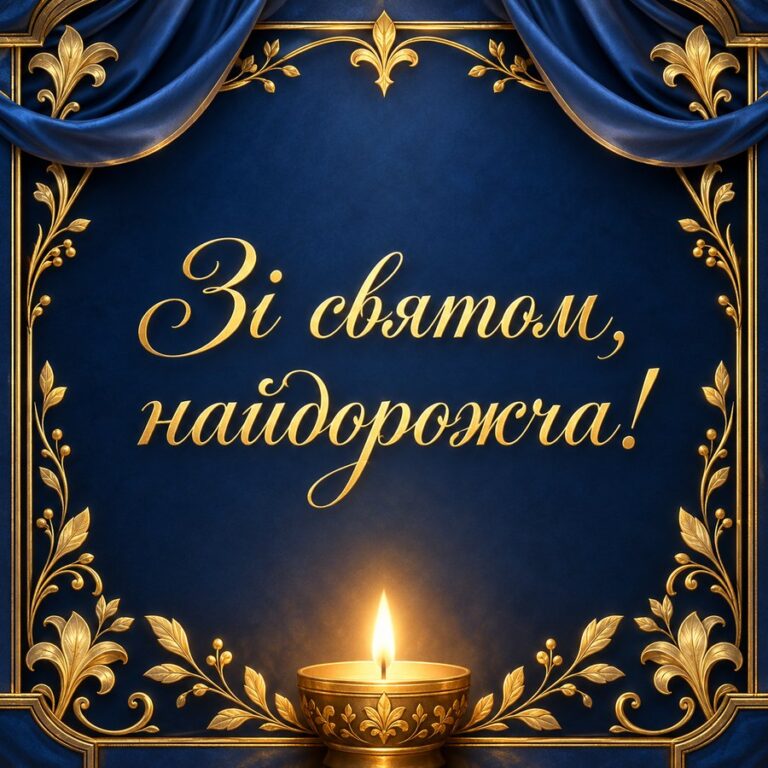 Зі святом, найдорожча! - листівка з привітанням з Днем народження жінці