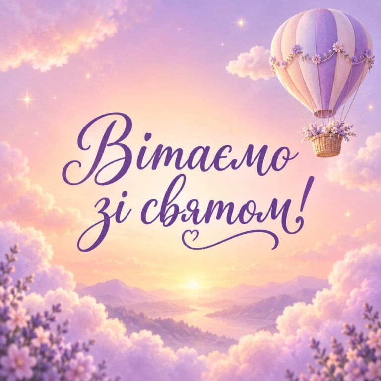 Вітаємо зі святом! - листівка з привітанням з Днем народження жінці