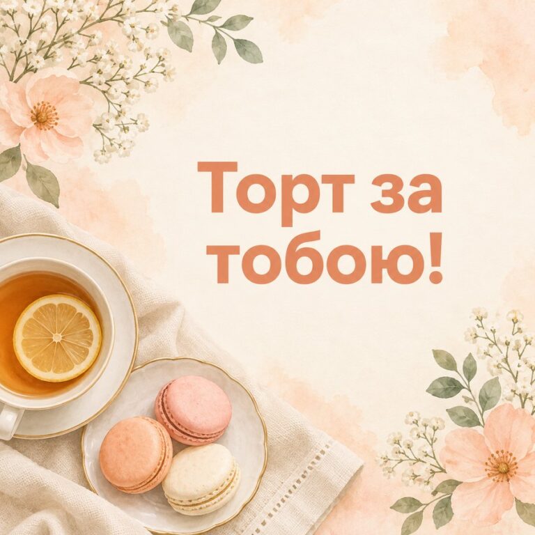 Торт за тобою! - листівка з привітанням з Днем народження жінці