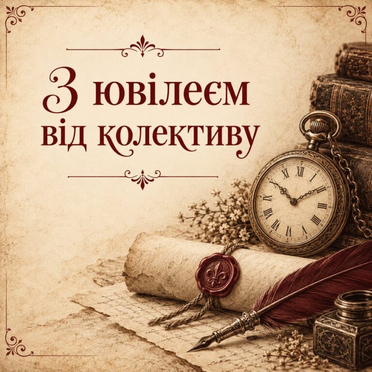 З ювілеєм від колективу - листівка з привітанням з Днем народження жінці