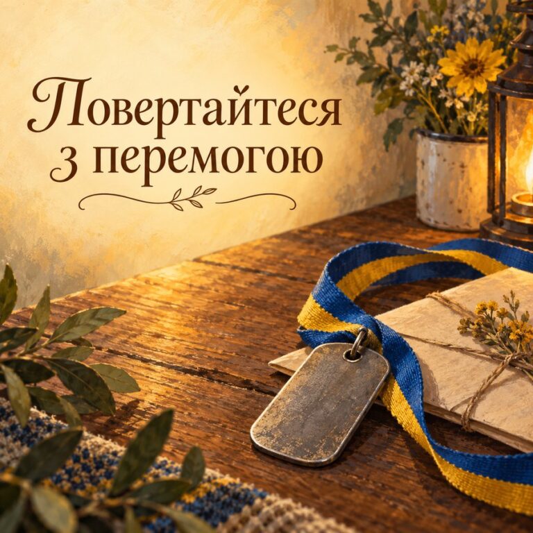 Повертайтеся з перемогою - листівка з привітанням з Днем ЗСУ