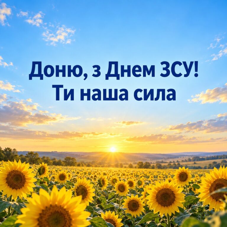 Доню, з Днем ЗСУ! Ти наша сила - листівка з привітанням з Днем ЗСУ