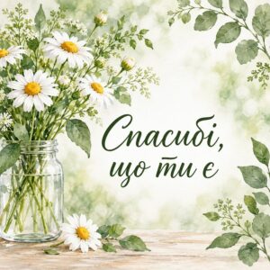 Спасибі, що ти є - листівка з привітанням мамі