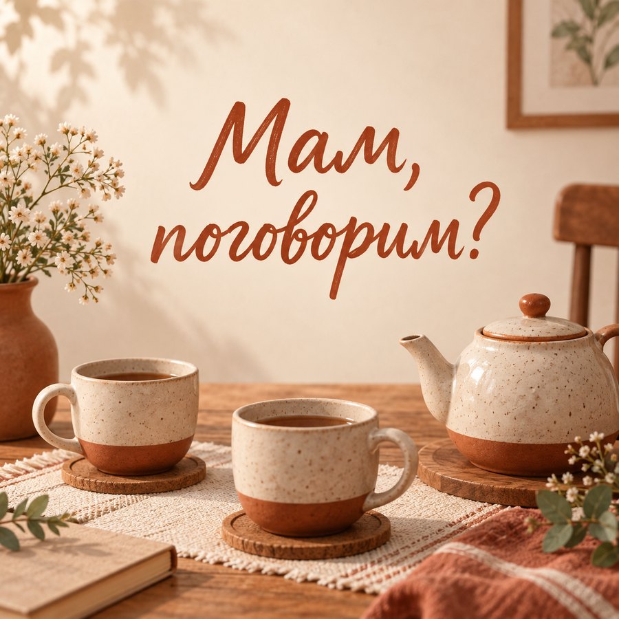 Мам, поговорим? - открытка с поздравлением с извинением маме