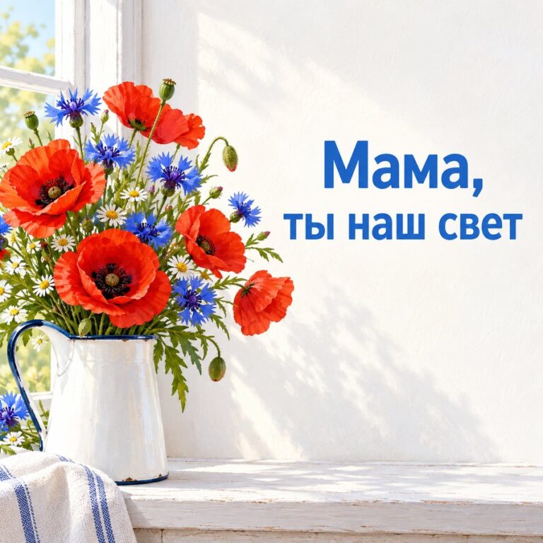 Мама, ты наш свет - открытка с поздравлением маме
