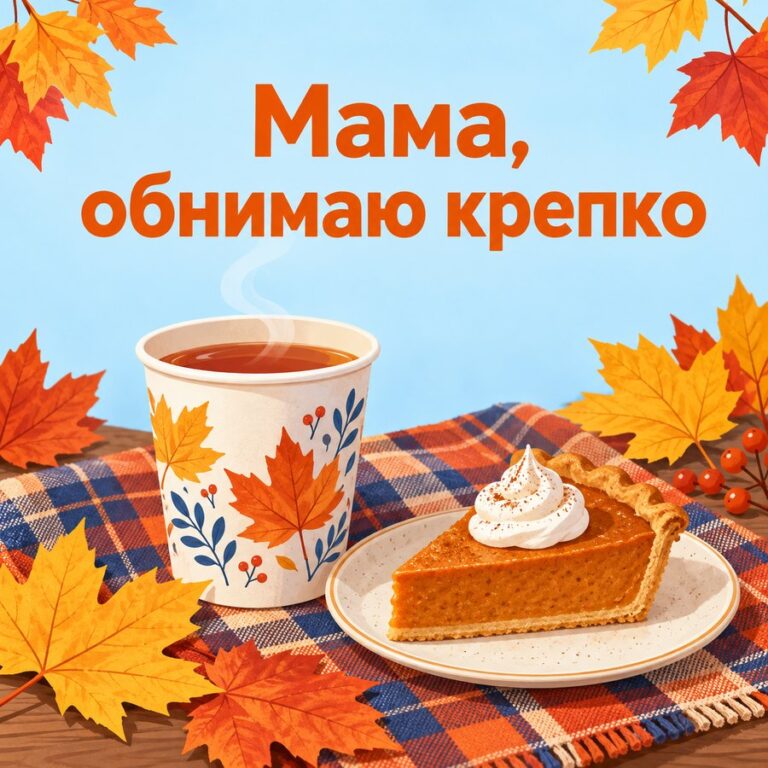 Мама, обнимаю крепко - открытка с поздравлением маме