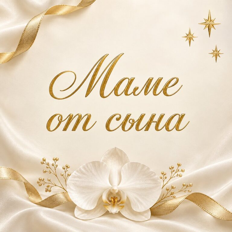 Маме от сына - открытка с поздравлением маме