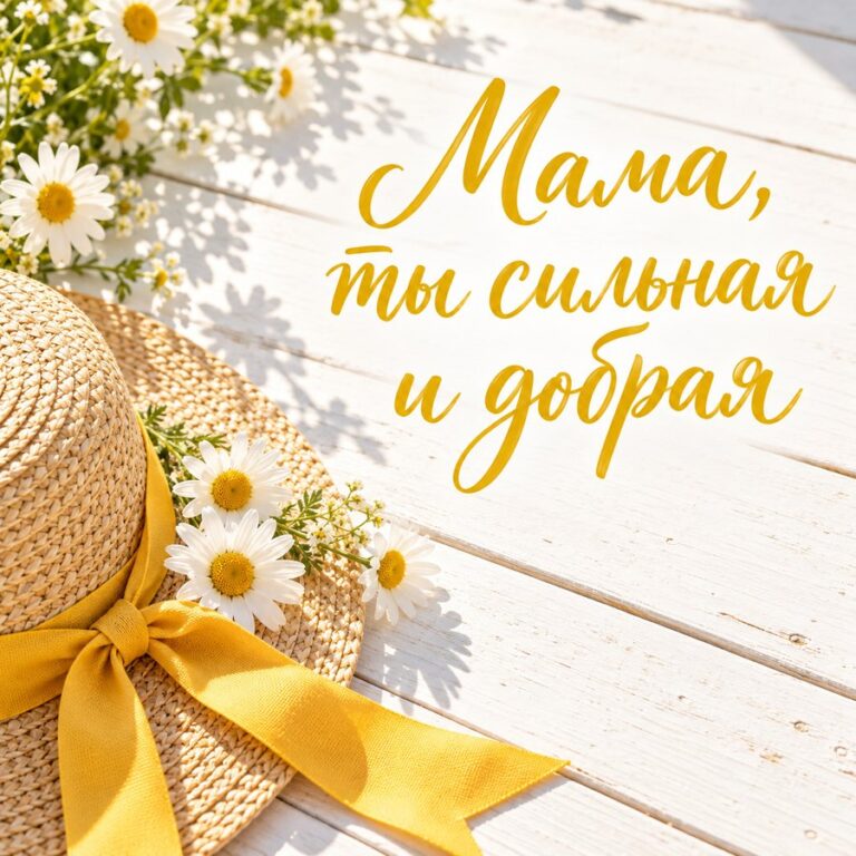 Мама, ты сильная и добрая - открытка с поздравлением маме