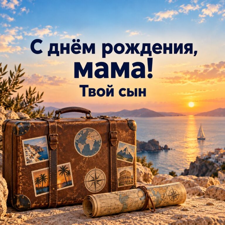 С днём рождения, мама! Твой сын - открытка с поздравлением маме