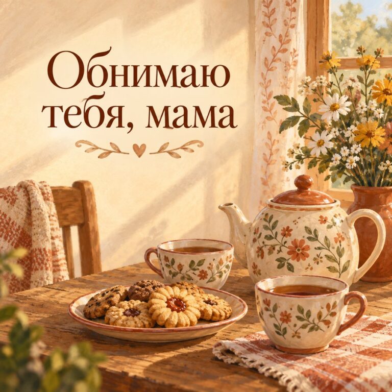 Обнимаю тебя, мама - открытка с поздравлением маме