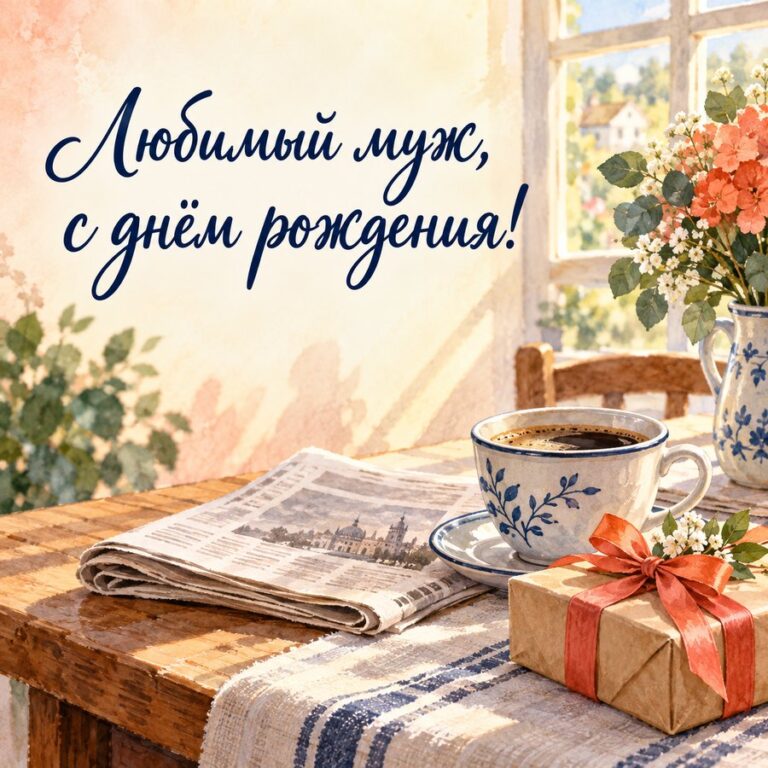 Любимый муж, с днём рождения! - открытка с поздравлением мужу
