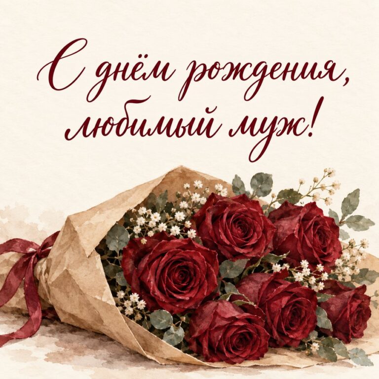 С днём рождения, любимый муж! - открытка с поздравлением мужу