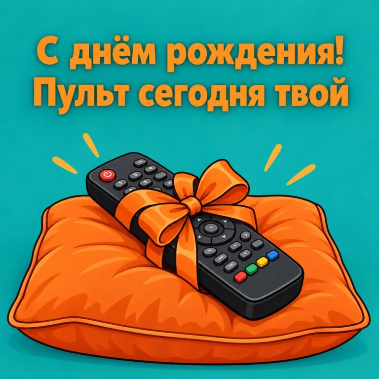 С днём рождения! Пульт сегодня твой - открытка с поздравлением мужу