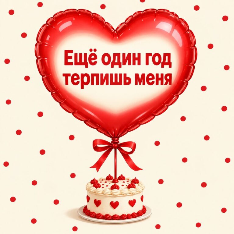 Ещё один год терпишь меня - открытка с поздравлением мужу