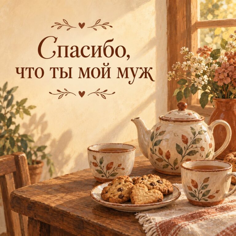 Спасибо, что ты мой муж - открытка с поздравлением мужу