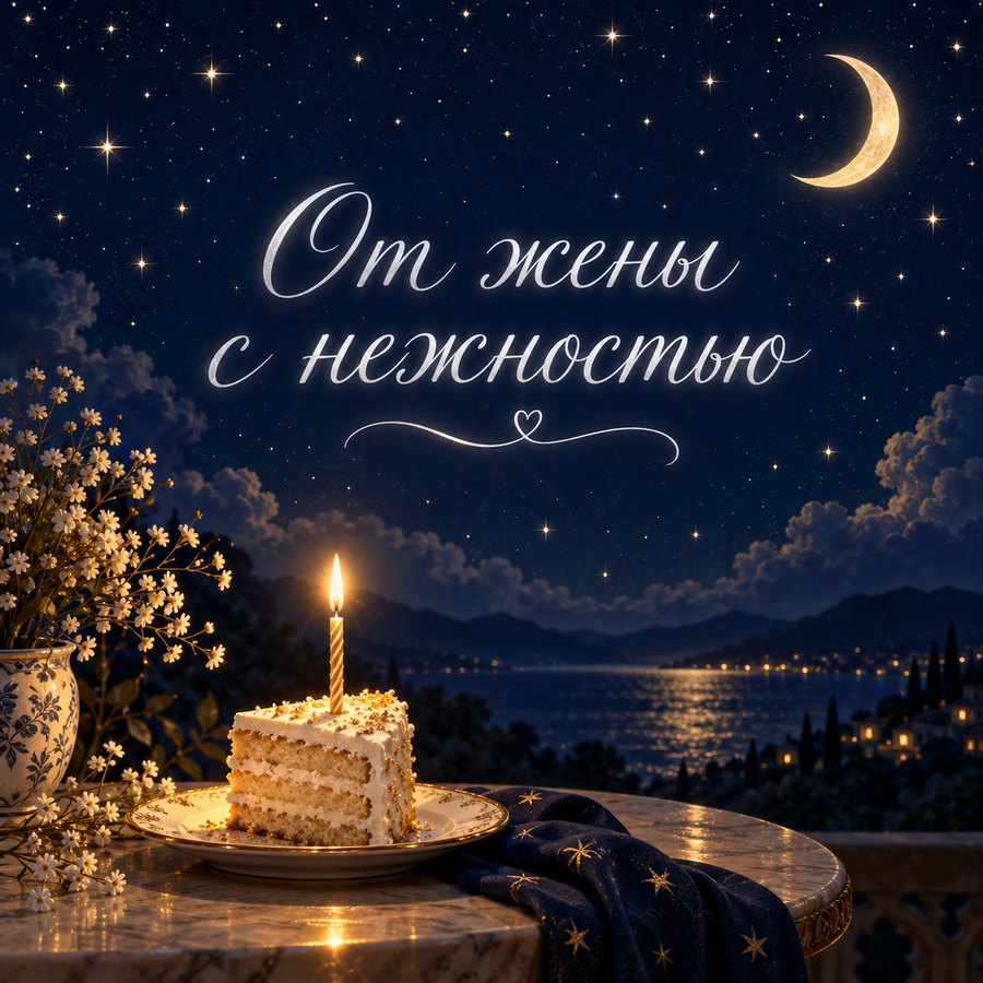 От жены с нежностью - открытка с поздравлением мужу