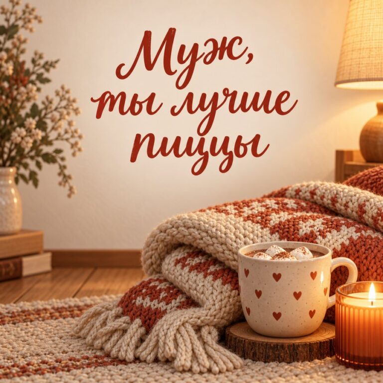 Муж, ты лучше пиццы - открытка с поздравлением мужу