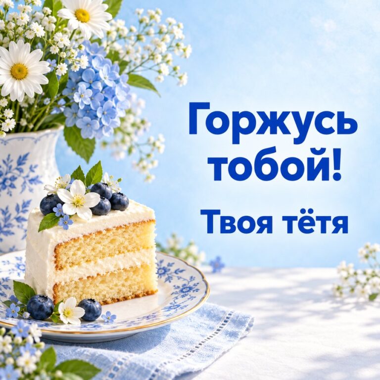 Горжусь тобой! Твоя тётя - открытка с поздравлением племяннице