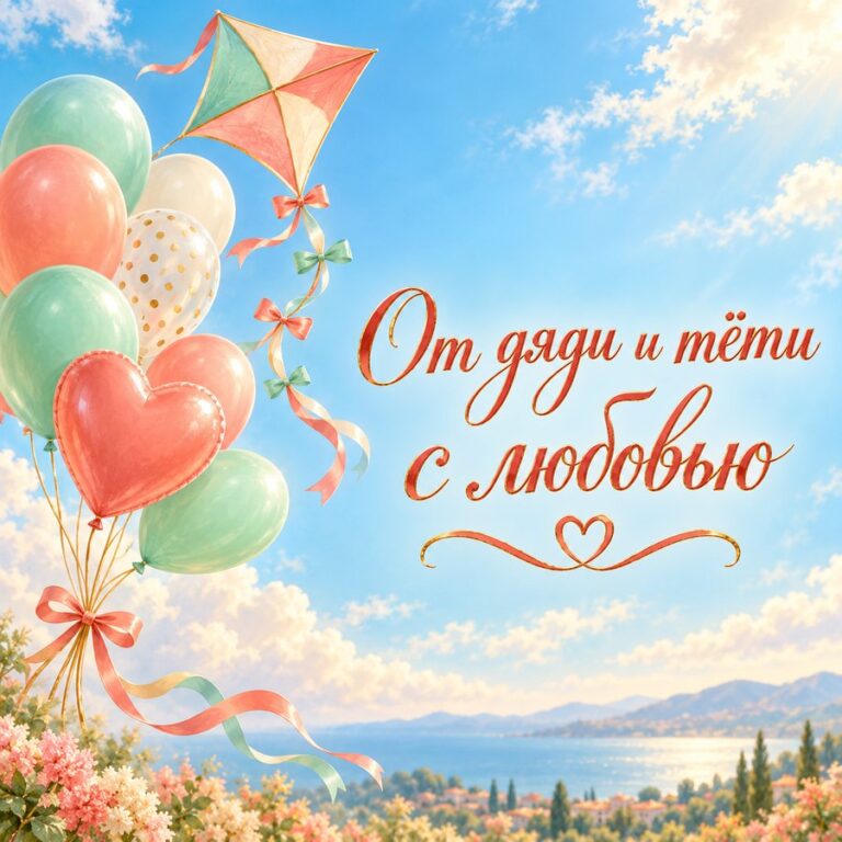 От дяди и тёти с любовью - открытка с поздравлением племяннице
