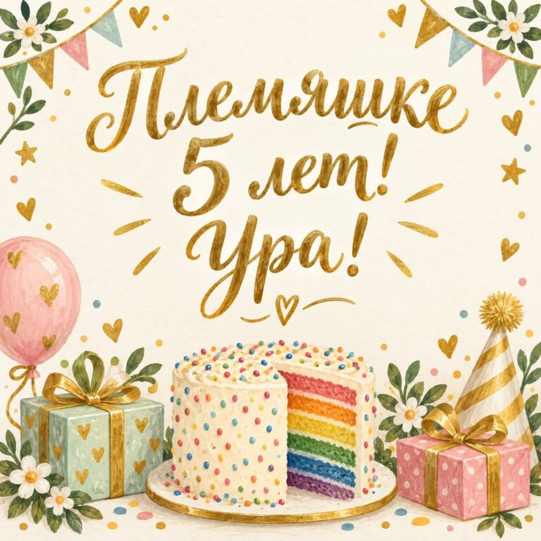 Племяшке 5 лет! Ура! - открытка с поздравлением племяннице