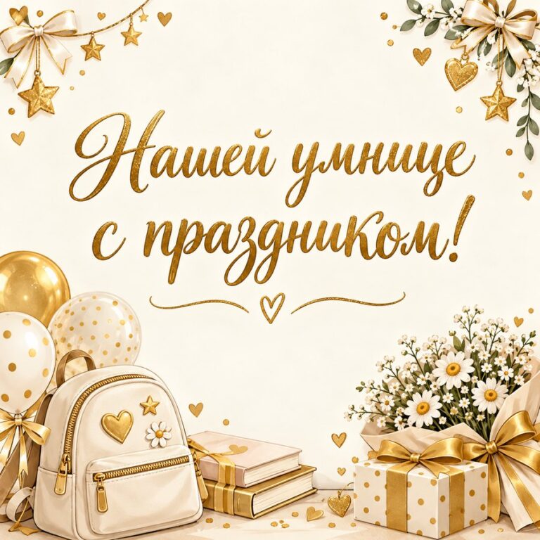 Нашей умнице с праздником! - открытка с поздравлением племяннице