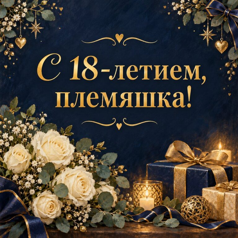 С 18-летием, племяшка! - открытка с поздравлением племяннице