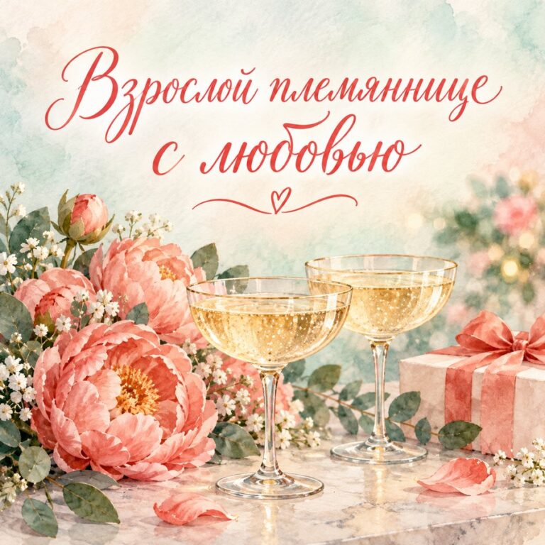Взрослой племяннице с любовью - открытка с поздравлением племяннице