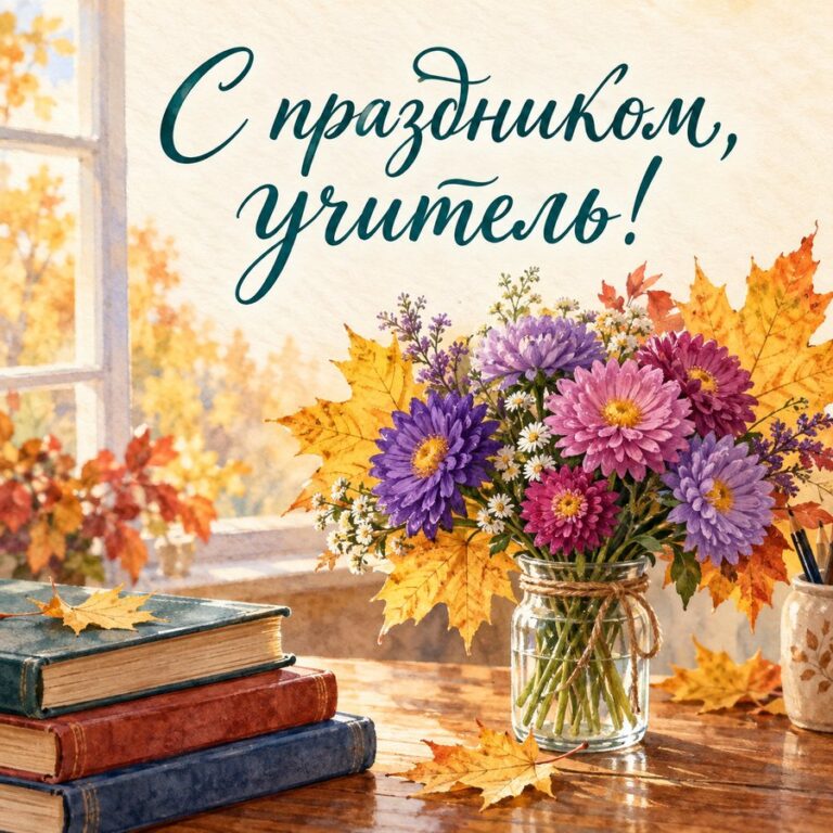 С праздником, учитель! - открытка с поздравлением с Днём учителя