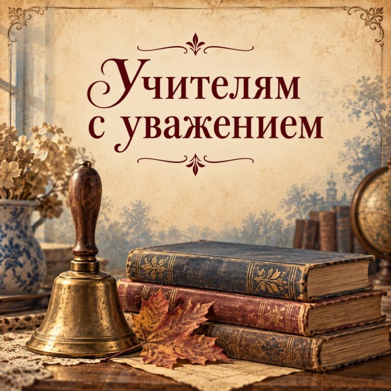 Учителям с уважением - открытка с поздравлением с Днём учителя
