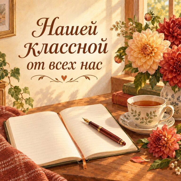 Нашей классной от всех нас - открытка с поздравлением с Днём учителя