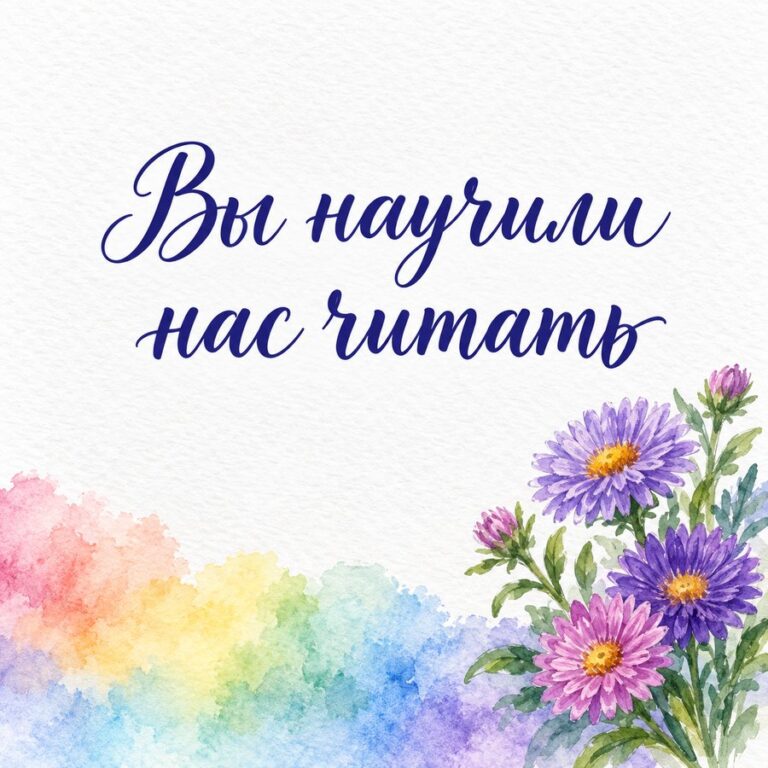 Вы научили нас читать - открытка с поздравлением с Днём учителя